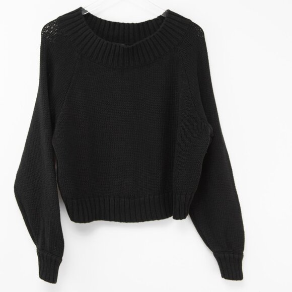 Carbon38 Slouchy Knit Sweater Off The Shoulder Relaxed Black Size Medium - Picture 3 of 6